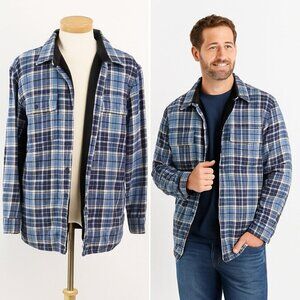 L.L. Bean Fleece-Lined Blue Plaid Flannel Shirt – Men’s Large Regular